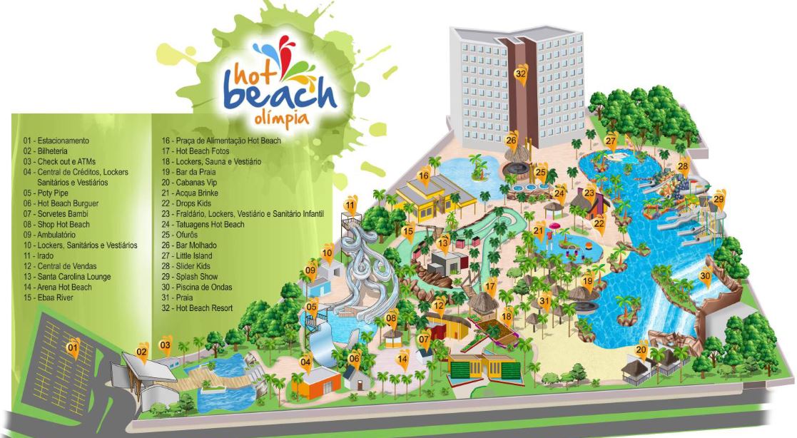 Mapa Hot Beach